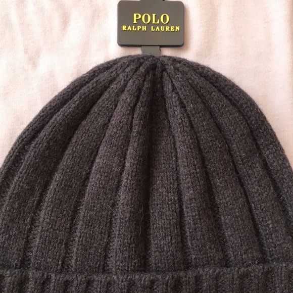 Brand New Polo Ralph Lauren Navy Blue Knit 50% Wool Beanie Hat - Picture 5 of 11
